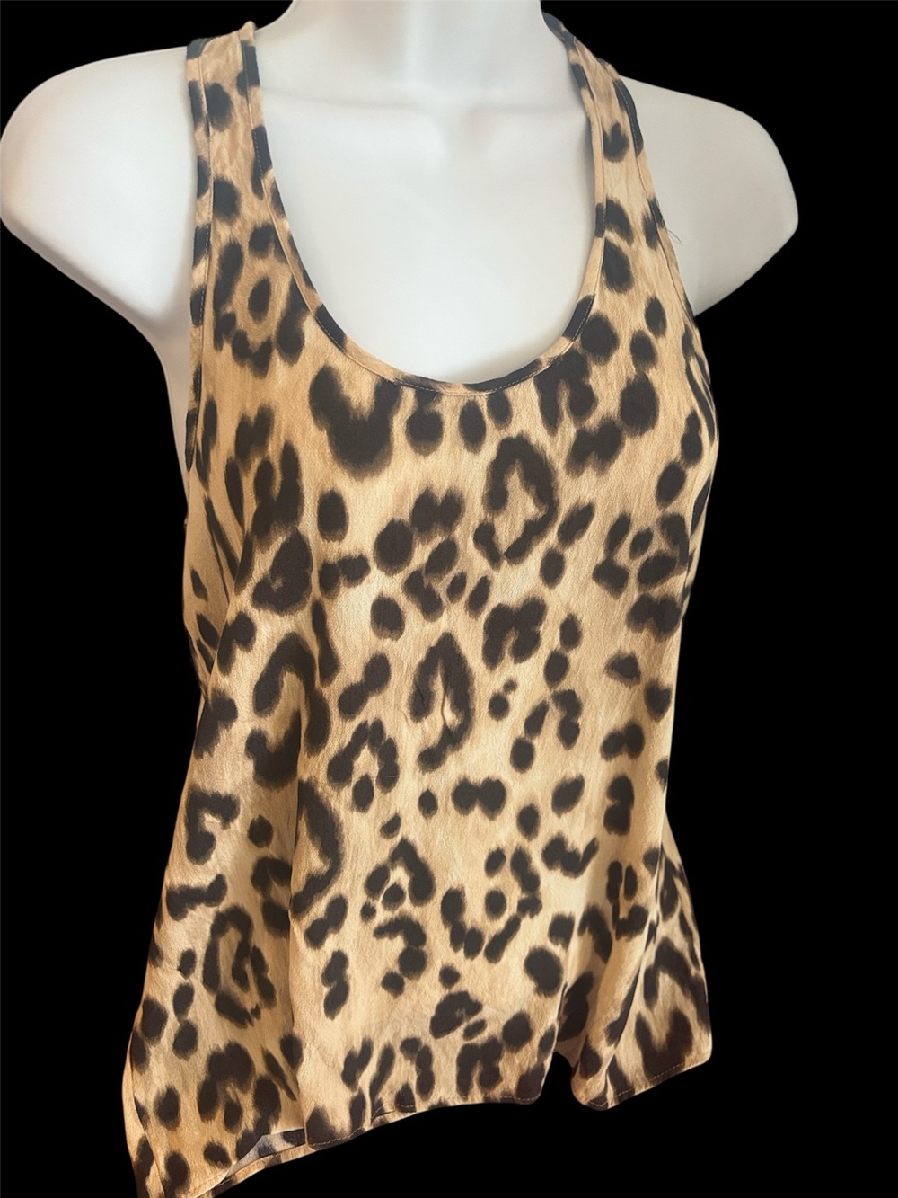 Mango Leopard Print Racerback Camisole - Beige Black